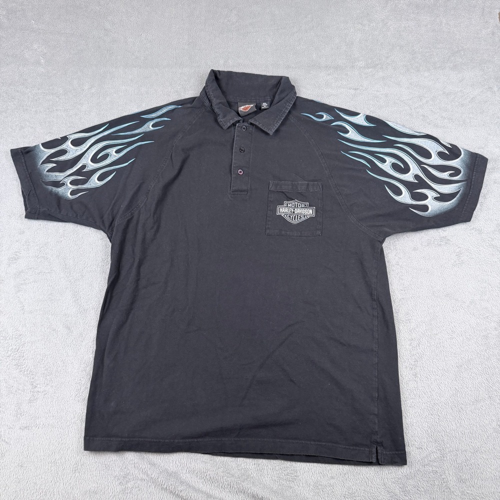 Harley-Davidson Daytona Beach Flame Graphic Polo Shirt Black XL 2014